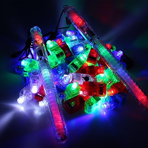 Midafon 62 Pieces LED Light Up Toy Party Favor Party Pack - 60 Bright LED Finger Flashlights, 2 LED Glow Light Sticks