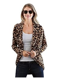Preppy Doll Made in USA - Cárdigan de mujer con estampado de leopardo y parte frontal abierta