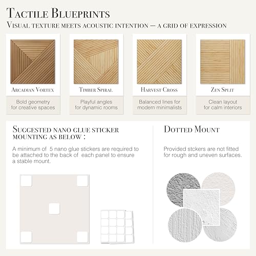 Soon Global Acoustical Wall Panels, 6-Piece 23.62 X 23.62 Inches Art Acoustic Panels, Decorative Acoustic Panels, Acoustic Wall Panels, Sound Absorbing Wall Art, Arcadian Vortex