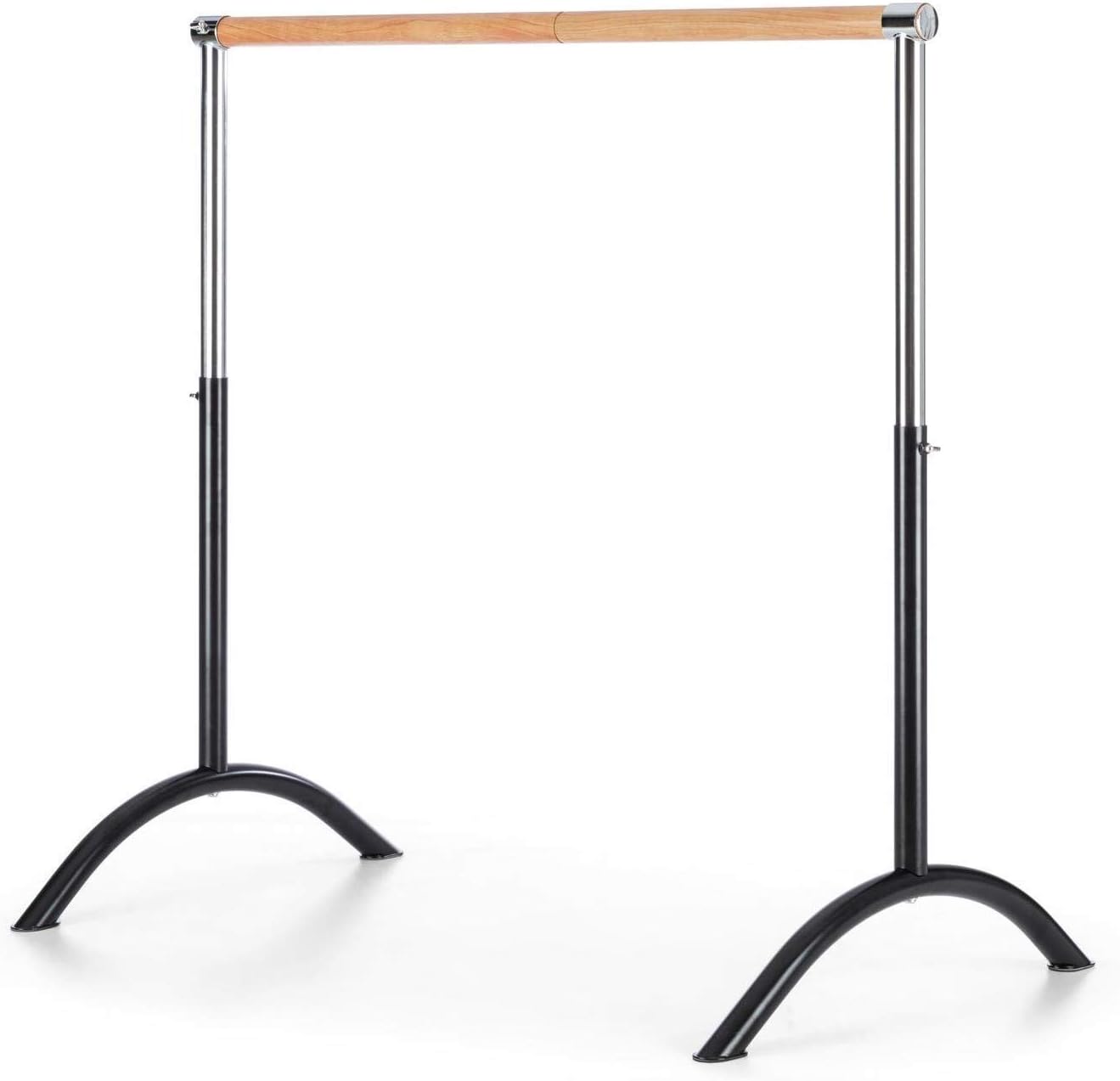 AMhuui Traditional Wood Ballet Barre,Ballet Barre Portable Double Freestanding Ballet Bar with Dance Stretch Band Carry for Home