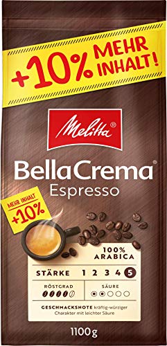 Melitta BellaCrema Espresso Ganze Kaffee-Bohnen 1,1kg, ungemahlen, Kaffeebohnen für Kaffee-Vollautomat, kräftige Röstung… – Bild 3