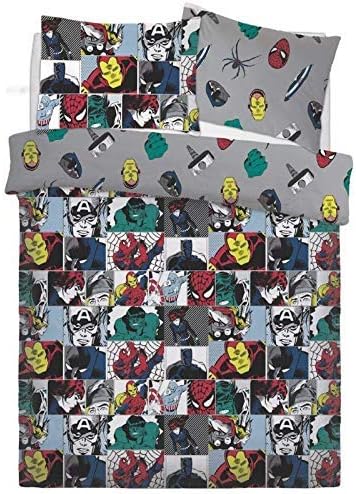 Marvel Comics Colour Pop Cartoon Character Duvet Set Bed Quilt Cover Reversible Pillowcase Bedding[Double]