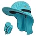 LETHMIK Kids Outdoor Sun Hat,Waterproof UV Protection Hiking Cap for Children Adjustable Hunting Fishing Hat with Neck Flap Blue