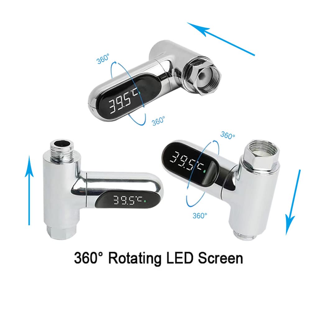 Shower Thermometer Second Generation Led Digital Display Baby Bath Water Fahrenheit Celsius Thermometer 360°Rotating Screen for Home Bathroom Kitchen k2