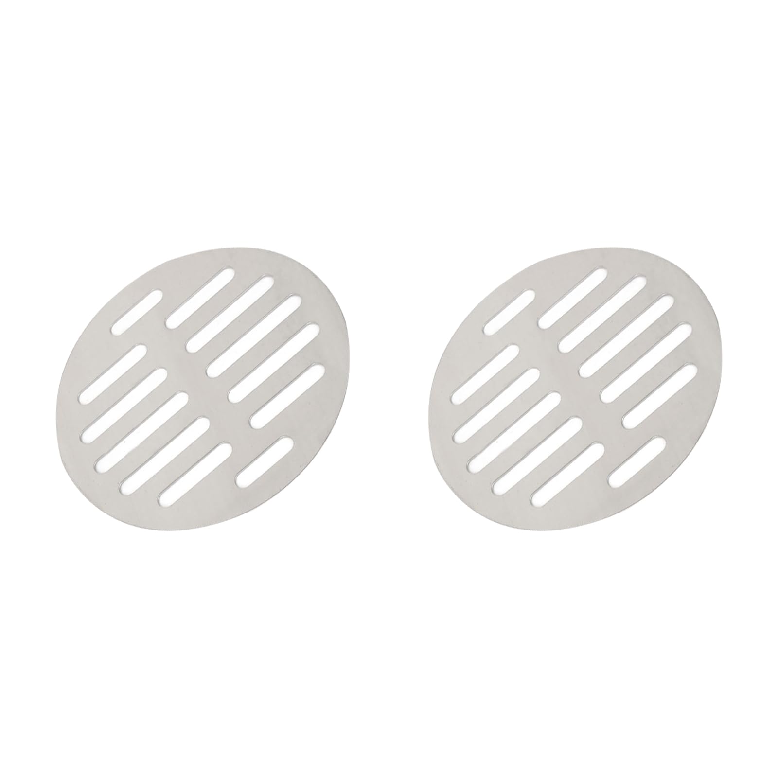 METALLIXITY Round Floor Drain Cover (4") 2Pcs, Stainless Steel Shower Drain Grate - for Furniture Repair, Bathroom Kitchen, Silver Tone