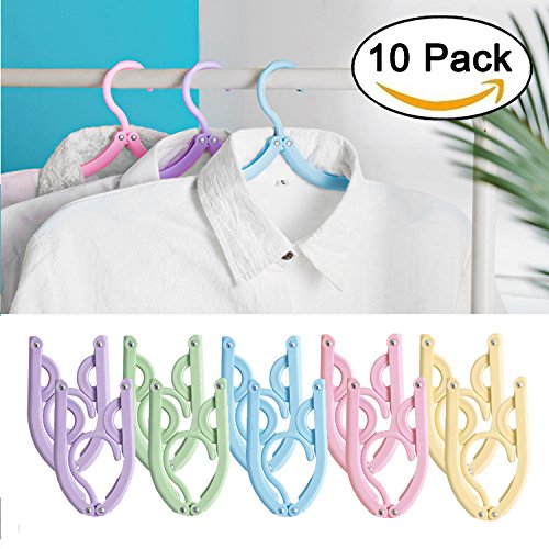 T&B Folding Clothes Hangers Portable Plastic Drying Rack Hook for Home Travel Camping(Pack of 10)