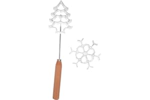 STOBAZA 3pcs Aluminum Alloy Bunuelos Cookie Maker Mold Set with Wooden Handle Rosette Waffle and Pastry