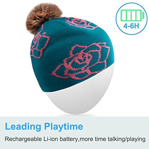 Qshell Wireless Bluetooth Beanie Hat Headphones Headsets Music Audio Cap with Speakers Mic Hands Free for Women Men Outdoor Sports,Compatible with iPhone 7/7plus, Ipad, Samsung, Blue - Thumbnail 5