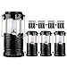 ZTX 4 Packs Portable LED Camping Lantern Flashlights with 12 AA Batteries - Survival Kit for Emergency, Hurricane, Outage (Black, Collapsible)