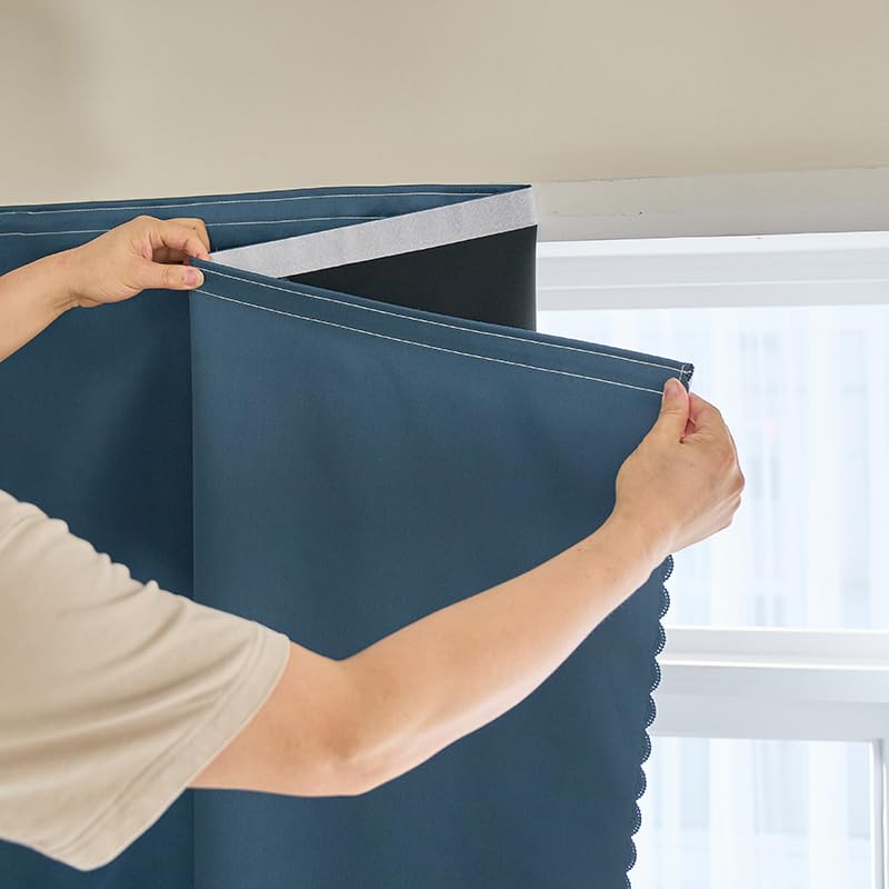 Photo 1 of AJAZZ self Adhesive Portable 100% Blackout Curtains Simple and Easy to installBedroom Window Thermal Lnsulated Kitchen Room Darkening Black Small Drapes 1-Pack