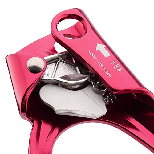 Belovedkai Climbing Hand Ascender, Right/Left Hand for Rock Climbing Rappelling Rescue Rope Clamp for 8~12MM Rope (red for left hand)