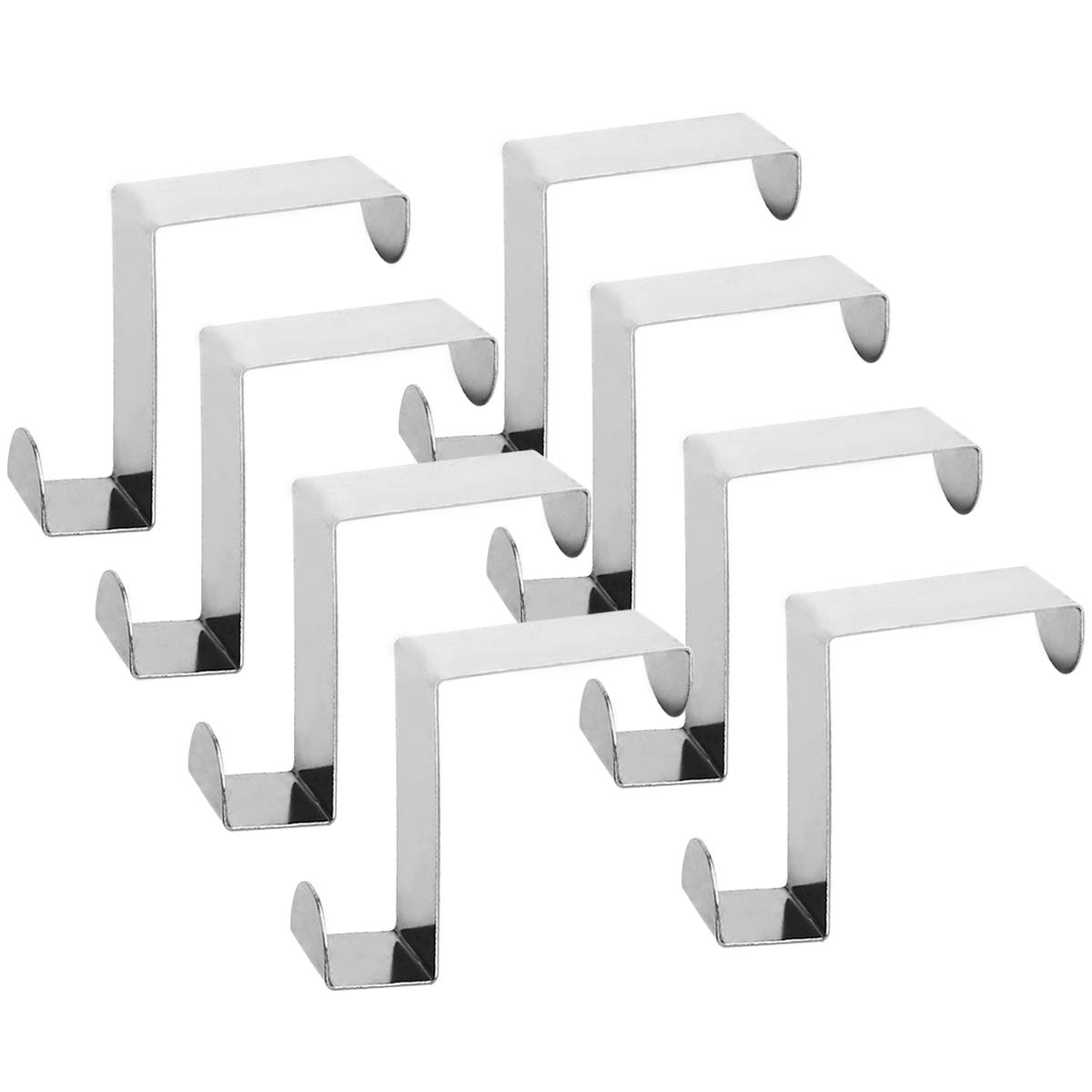 Over Cupboard and Drawer Hooks,Over Door Metal Hooks Hanger Stainless Steel Reversible Hooks - Set of 8