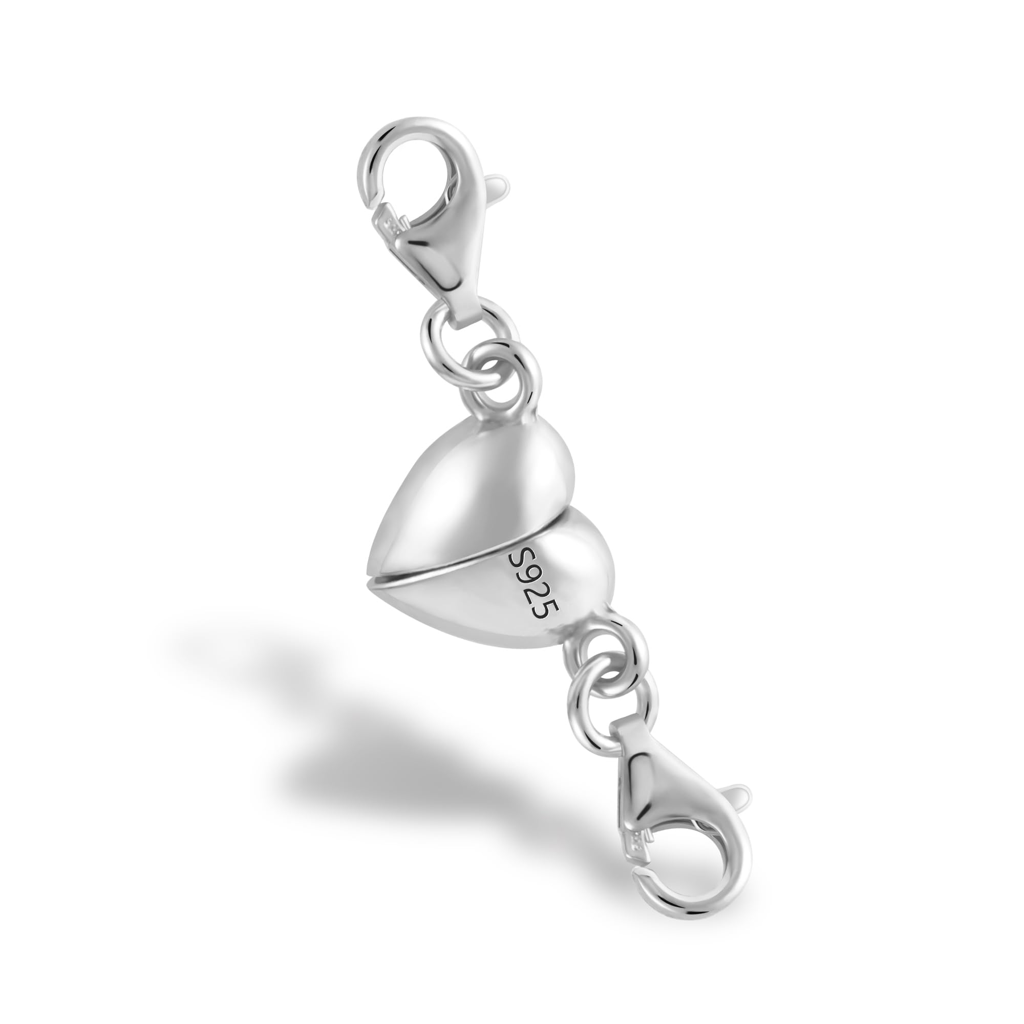 ALEXCRAFT Sterling Silver Magnetic Necklace Clasps and Closures Heart Magnetic Clasp for Necklace Bracelet Extender 925 Sterling Silver Magnetic Jewelry Clasps