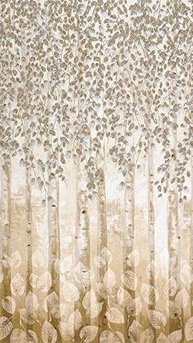 Premium Cotton Fabric - Robert Kaufman Sound of the Woods 3 Metallic - Ombre Trees &amp; Leaves AWVM-16870-14 NATURAL