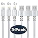 iPhone Charger, KOQIDA 3PACK(6FT) Nylon Braided Lightning Cable Syncing and Fast Charging Cable Cord Compatible with iPhone X/8/7/6s/6/Plus/5se/5s/5c/5,iPod,iPad & more (3 PACK Silver)