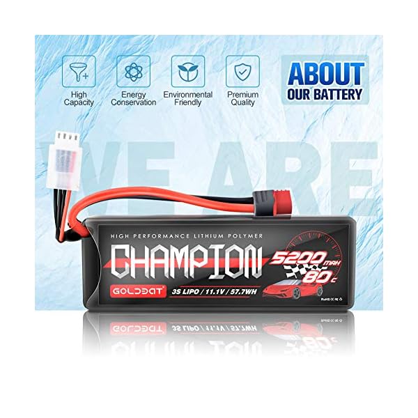 GOLDBAT 5200mAh RC lipo Akku 11.1V 80C 3S LiPo Batterie mit Deans Stecker für RC Car Evader BX Auto LKW Truggy Buggy… – Bild 6