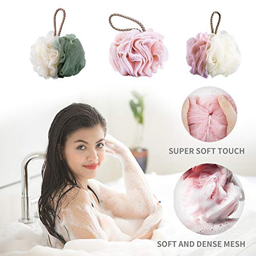 TOUGS Bath Shower Sponge Loofahs, Body Scrubber Mesh Pouf Ball, Exfoliate, Cleanse, Soothe Skin, 6 Pack - Thumbnail 4