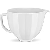 KitchenAid 5Q White Shell Ceramic Bowl, for 5Q Tilt-Head Mixers, KSM2CB5PWS | Durable Ceramic, Freezer-Microwave-Oven-Dishwasher-safe, Fits all 4.5 and 5 quart Tilt-Head KitchenAid Stand Mixers
