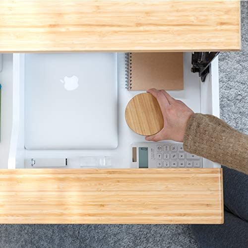 ZEN'S Bamboo Lift Top Coffee Table Hidden Storage White Coffee Tables