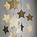 Christmas Gold Glittery Star Garland Decoration 5 Meters Elegant Shiny and Sparkling 16 Feet Long Party Background Decor. Ideal For Weddings, Birthday Parties, Bridal Showers, Holidays, Baby Showers.