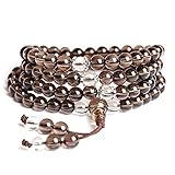 AmorWing 108 Mala 6mm Bead Smoky Quartz Healing Bracelet/Necklace