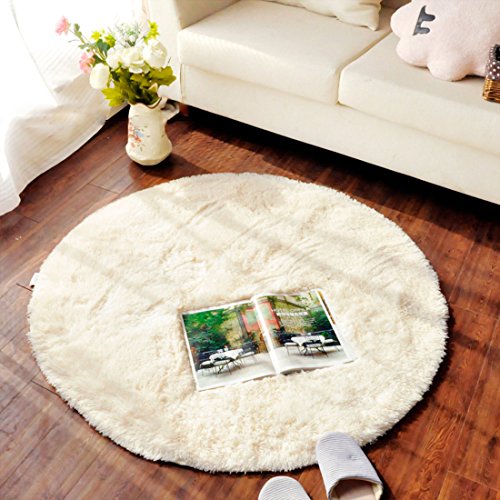 SANNIX Round Shaggy Area Rugs and Carpet Super Soft Bedroom Carpet Rug for Kids Play (Beige,1.4X1.4M)