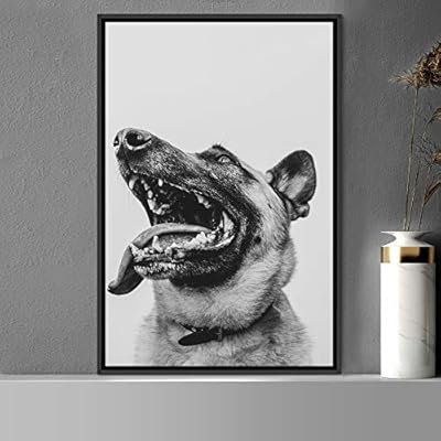 signwin Framed Canvas Wall Art Duotone Pupper Animals...