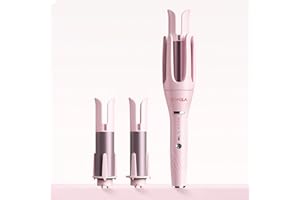 TSUYAGLA 3 in 1 Automatic Curling Iron, Hair Curlers with 3 Curling Barrels (1" - 1.25" - 1.5"), Rotating Curling Iron with 3 Temp, 2-Way Rotation, 10S Fast Heating, Anti-Scald, Dual Voltage, Pink