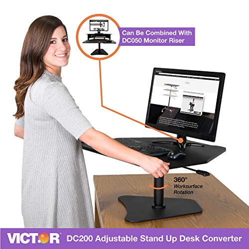 Victor DC200 Adjustable Standing Desk Converter, Transforms Any Sit Down Desk Into A Stand Up