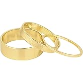 gorjana - Rose Ring Set - 18k Gold Plated Finish - Set of 3 Flat High Shine Bands - Cigar Band Inspired Design - Daily Elegance - Versatile Jewelry Piece