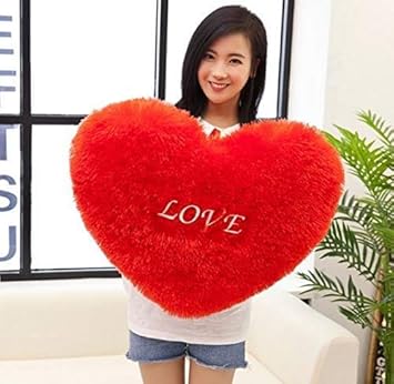 PRACHI TOYS Premium Quality Huggable Heart Shape Soft Plush Stuffed Cushion Pillow Toy in Red Color