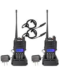 Retevis RT6 IP67 Transceptor de radio de 2 vías resistente al agua antipolvo VHF/UHF 136-174 Mhz/400-520 Mhz con auricular impermeable y cable de programación (2 unidades)