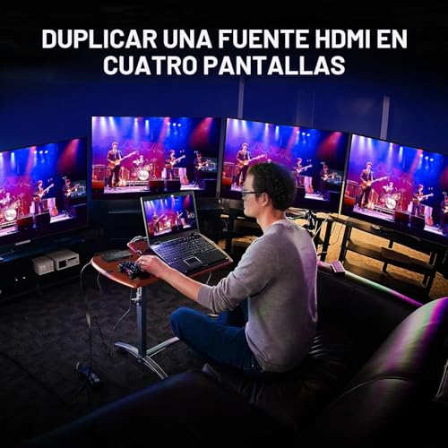 HDMI Splitter 1 in 4 Out 4K 60Hz 4:4:4, AVIDGRAM HDMI Splitter 4 Outputs with Copy, Downscaler and Auto Mode for Dual Identical Display Support 1080p 120Hz HDMI2.0 HDCP 2.2 HDR10 18Gbps 3D for Xbox, PS5