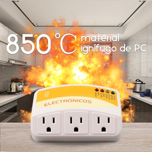 1 pcs Protector de voltaje de 3 tomas,1440W, 120V,12A,Protege contra sobretensiones de alto y bajo voltaje,Supresor de picos para Refrigerador,Congelador, Lavadora,TV,Microondas, Aire acondicionado