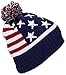 Best Winter Hats Adult American Flag Cuffed Knit Beanie W/Pom Pom (One Size)