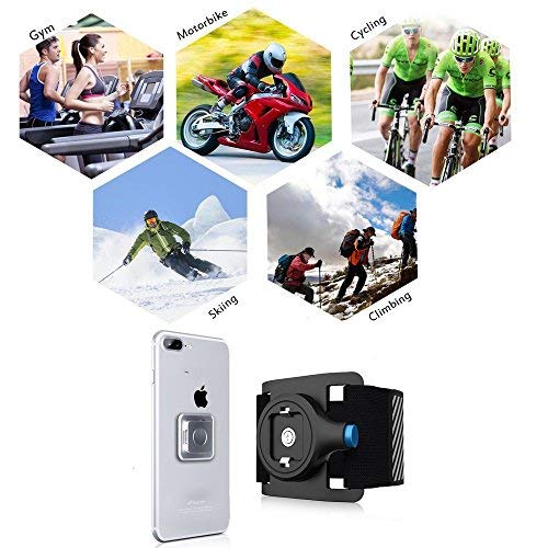 IPhone Armband with Quick On and Off Mount Adjustable iPhone Armband with Magnet and Buckle Lock for Running Hiking Biking Walking