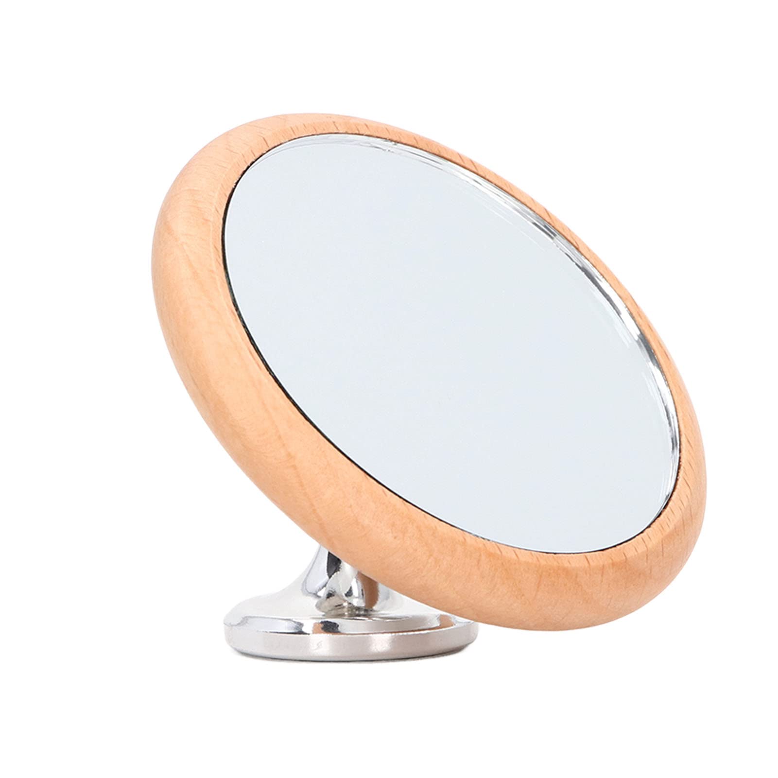 Photo 1 of 360-Degree Rotatable Coffee Rate Observation Mirror, Beech Wood and Stainless Steel Construction, 2.9-inch Diameter with Magnetic Adjustable Reflector (Sliver)