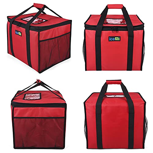 thumbnail interactive-video image 1 of Large Insulated Pizza Delivery Bag – 24x24x14 Inches, Red, Keeps Pizza Hot & Fresh 1 of 14