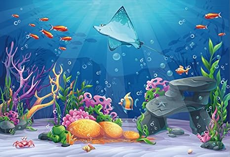 Amazon Com Lfeey 9x6ft Cartoon Underwater World Backdrop Baby