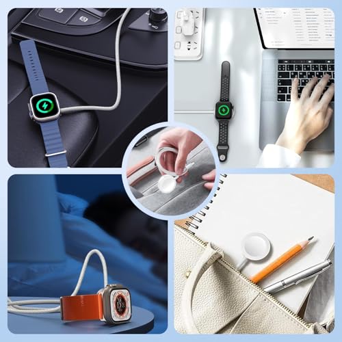 PUROVERO Cargador para Apple Watch 1M, Cable Tipo-C de de Carga Rápida Trenzado y Magnética, Cargador Original Compatible con Todos Los Modelos de iWatch