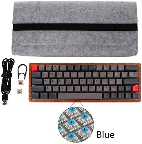 xllLU GK64 Mechanical Gaming Keyboard with Wooden Base,Optical Cherry Switch,RGB Backlit Wired Keyboard,Thermal Sublimation Key Cap