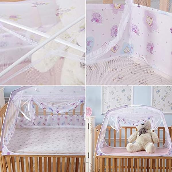 Guccruiss Lit Canopee Enfants Moustiquaire Insecte Net Protection Pliable Rond Dome Moustiquaire Pour Bebe Enfants Lit