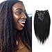 Lovrio Kinky Straight Hair Clip in Hair Extensions for Black Women Brazilian Virgin Double Weft Human Hair 7 Pieces 120g with 17 Clips 10 Inch