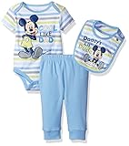 Disney Baby Boys' Mickey Mouse 3 Piece Layette Set, Light Blue, 0-3 Months