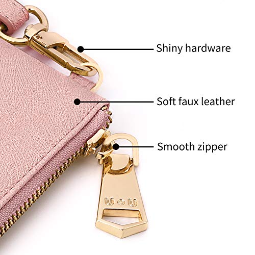 Womens Large Wristlet with Removable Strap, U+U Ladies Soft PU Leather Wallet with 6 Card Slots, Pink - Thumbnail 5