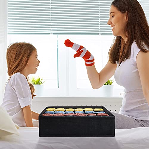Paquete de 3 organizadores de cajones de ropa interior de calcetines,Organizador de almacenamiento con Divisores de Cajones Plegables de 72 celdas(3x24),Caja de almacenamiento de corbata (Negro)