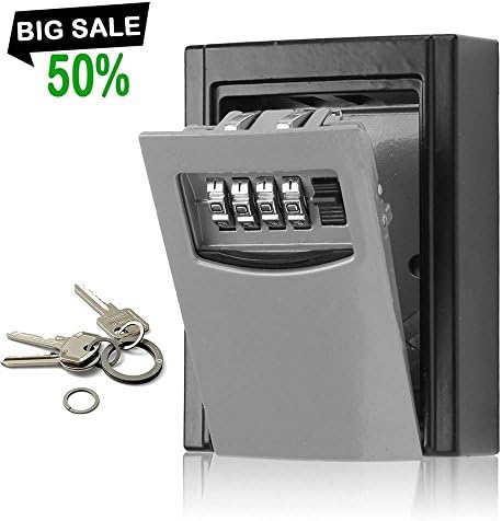 Mintbon Key Safe Box, Wall Mounted Key Lock Key Storage Box with Strong 4-Digit Combination to Share and Secure Keys Send A Key Ring for Home, Office