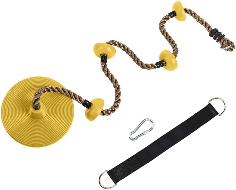 CCTRO Climbing Rope with Platforms and Disc Swing Seat Green - Playground Accessories(Yellow): Toys & Games