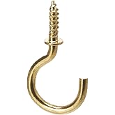 Hardware Essentials Solid Brass Cup Hook 7/8", Brass Finish, 100-Pack