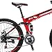 Eurobike 26″ Full Suspension Mountain Bike 21 Speed Folding Bicycle Men or Women MTB (Red)thumb 2